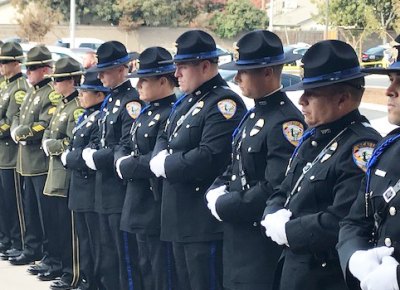 Friends, family and law enforcement from throughout state come to Lemoore to honor fallen officer, Jonathan Diaz Law enforcement officers came to Lemoore to honor Officer Jonathan Diaz.